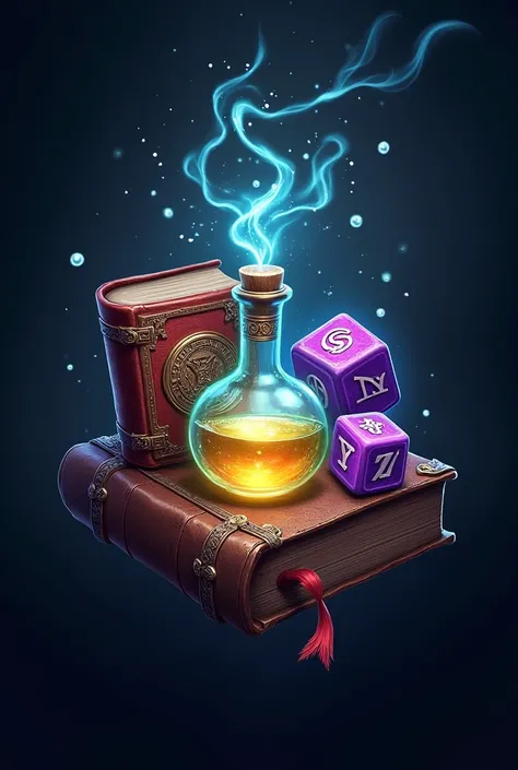 RPG logo,  magic book , Potion , RPG dice, 