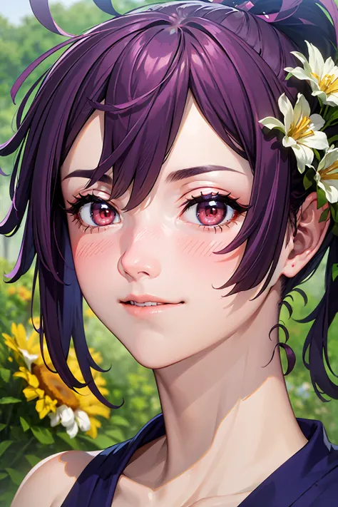 (best quality:1.1), (masterpiece:1.4), portrait, (close up:1.2),
Root Rider from Clash Of clans, yuzuriha_(jigokuraku), purple hair, brown eyes, ninja, open clothes, cleavage, small breasts, topknot, medium hair, breasts apart, white obi, smirk, outdoors, ...