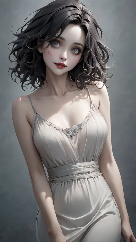  Tim Burton's Style、 extremely realistic 、Pale colors、clavicle、shoulder、modern、 cheerful、 mature body 、