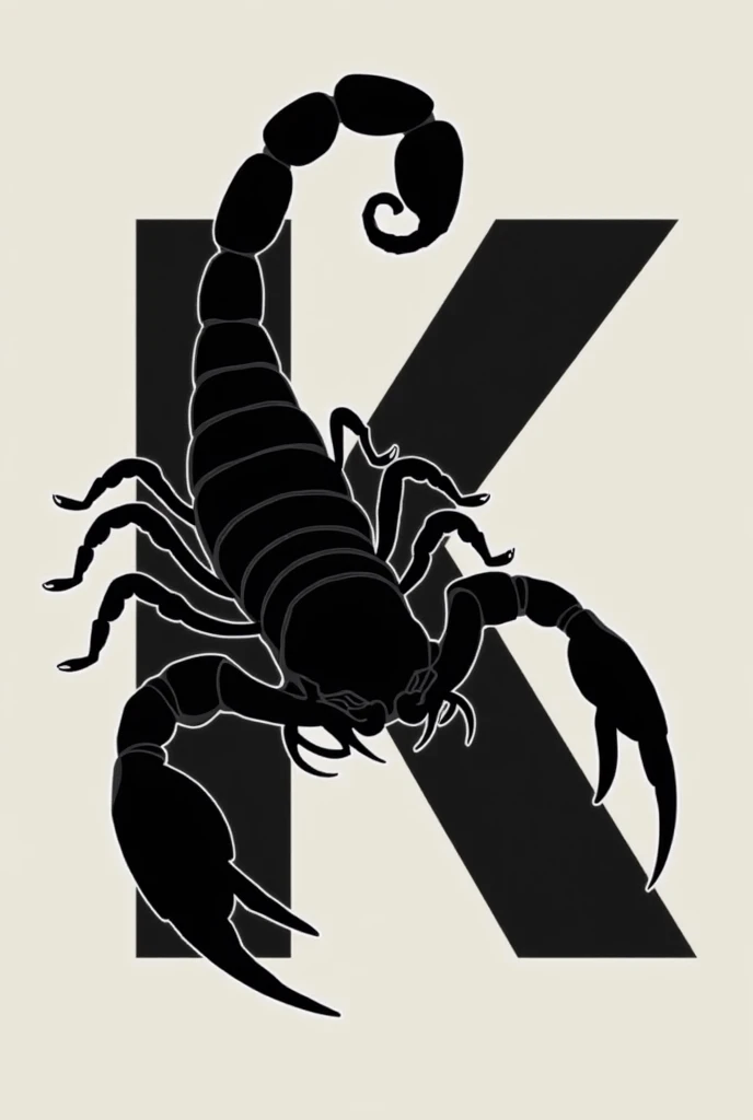 Single-color image of a scorpion forming a letter K