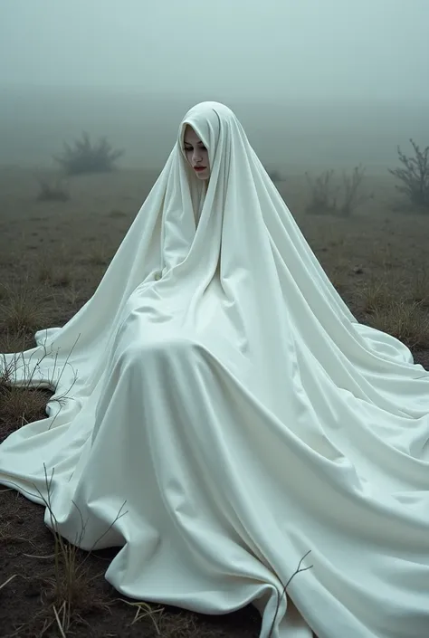  wearing a large white cloak lying dead on the ground 