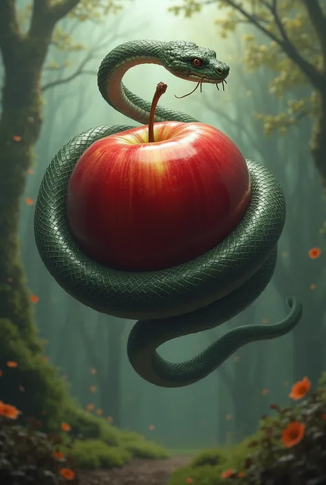 uhm i need a picture of  an apple that is being rounded by the snake for my ppt about fall of man