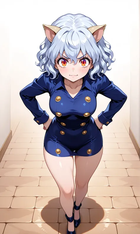 De la maxima calidad,  ultra detailed, 1 girl,Neferpitou es una pequeña jovencita,low cut,Blow on the floor ,incada, hands on the floor while keeping your hips up,Neferpitou,cosplay de Neferpitou,Neferpitou from anime hunterxhunter, Medium Breasts, lower b...