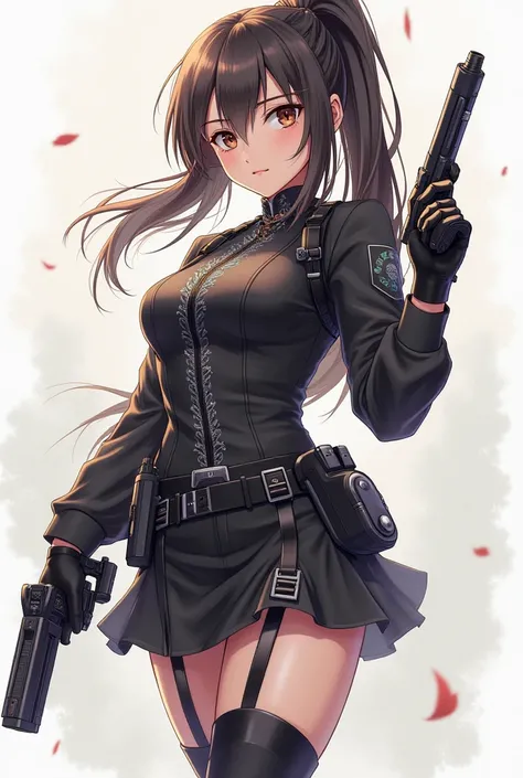 Female anime character with a gun，whole body