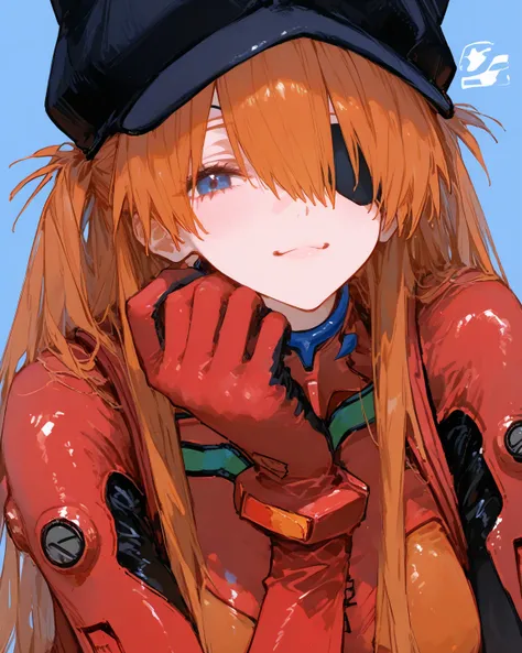  top quality,     Masterpiece,      748cm style     ,        Cute poster、   8k wallpaper、  、     high detail、、              absurd,      latest,                 female 1 person、       Soryu Asuka Langley  、     orange hair、     blue eyes、     red plug suit...