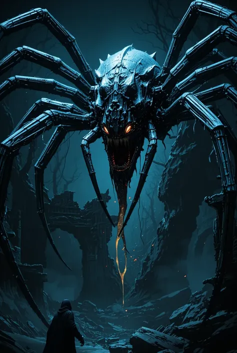 Looks like a giant spider、Mysterious and eerie、It sucks up souls、They live in dark woods and ruins、Has long legs and sharp fangs