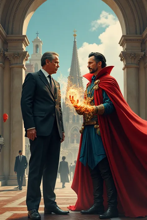 President of Mexico with Doctor Strange, a Marvel character 