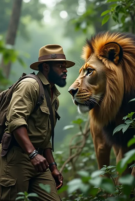 Martin Lawrence in jungle and hunting animal lion