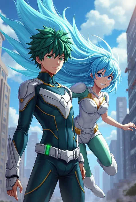 Create an image of Izuku and Nejire Hado 