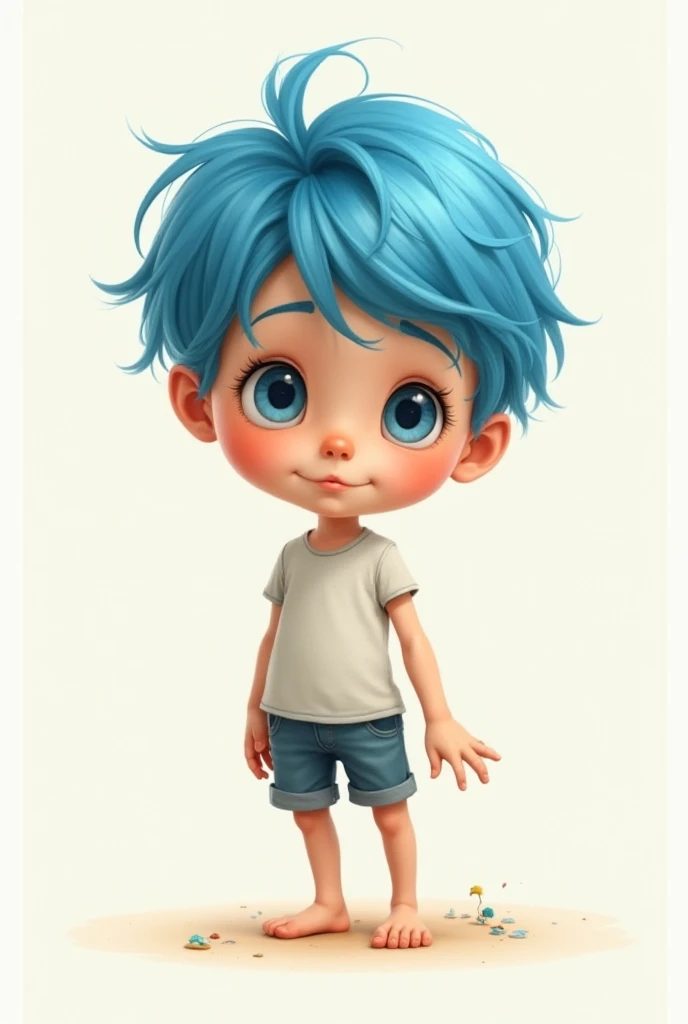 Blue Haired Two-Dimensional Little Shota with Hands Turned into Feet