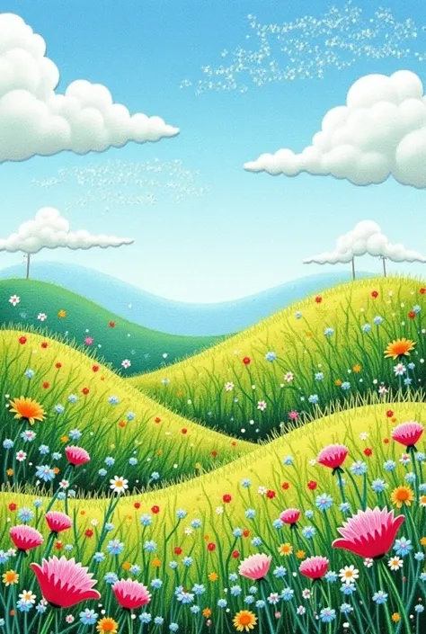 Simple sky meadow pattern embroidery