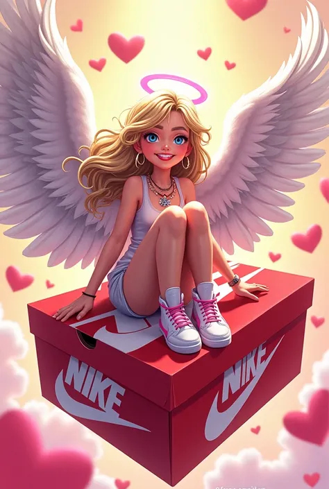 A hype Valentine's Day angel with a Nike shoebox 