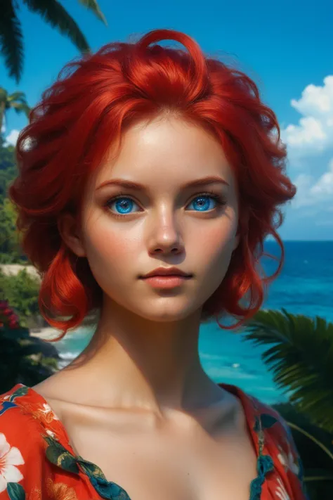 Anime, ((( portrait of he said ))),  kvinner, ((( red hair))), ((( blue eyes))), ((( golden girl pirate )), 8k, unreal enGine, octane render,  by Kyun , GamanG, ยุนกอนG, G.ho , Gosonjak,  Photo , untoward, Domi,  Noah , trendinG on pixiv,  fan box , Skeb ,...