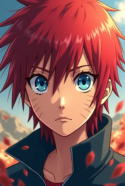 AI, anime,  Naruto Uzumaki, red hair , handsome. 