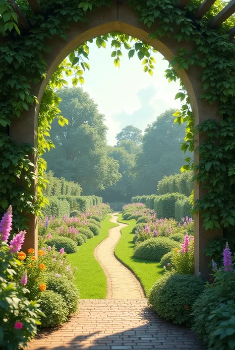 background、garden園、 Europe、 English Garden、優しいsunlight、The world of picture books、 arch、 Proximity Method、No buildings、sunlight、Wide angle、garden、No buildings、No castles 、backgroundはgarden、Depict like a painting