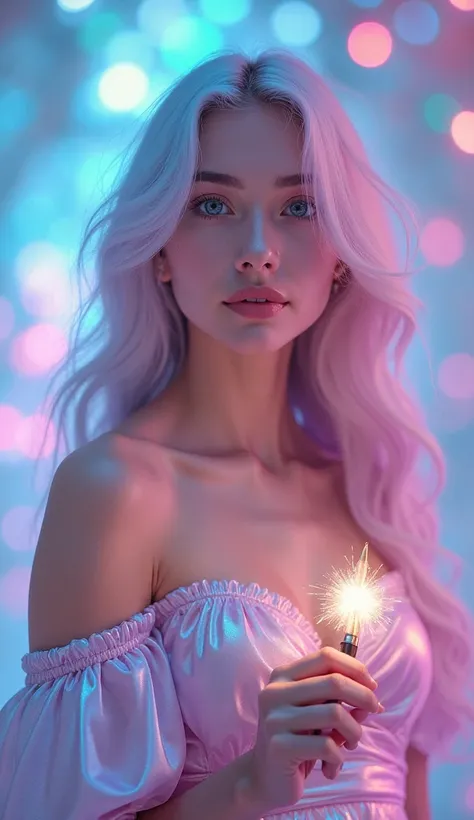 DALL·E 3 – The Goddess of Creativity (, 19)
Prompt:
A breathtakingly beautiful young woman with dreamy pastel-colored hair that flows like a living canvas, transitioning between shades of pink, blue, and lavender. Her large, mesmerizing teal eyes shimmer w...