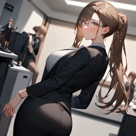 (masterpiece),(Highest quality),(Super detailed),(figure),(Very delicate and beautiful),Dynamic Angle,Beautiful fine details,(Detailed Light),Detailed cloth texture, mature female, breasts, big ass, One girl,One girl,hair ornaments,Long Hair, brown hair, g...