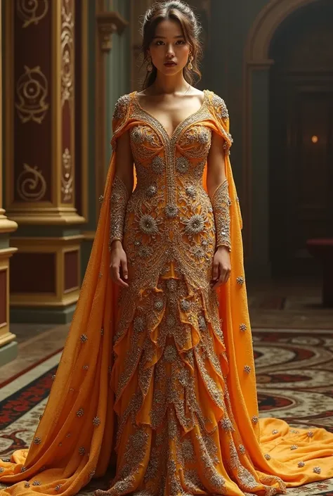 Roman themed dress with rhinestones from top to bottom with sleeves LOTS OF RHINESTONES TOO MUCH I WOULD SAY I WANT MORE, I WANT IT VERY EXTRAVAGANT BUT, more designs with that layer