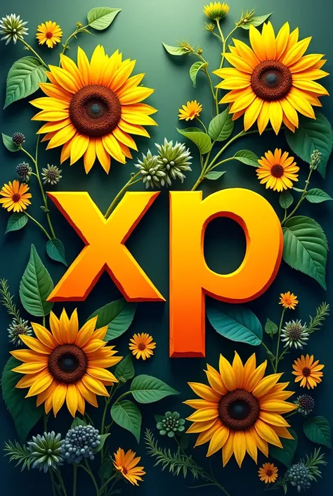 Youtube banner size pic, text xp with silwe premium font and including plants sunflower mix up 