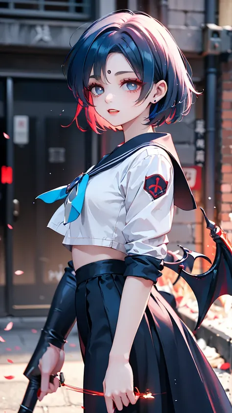  top quality、 high resolution、 Dark Fantasy Art。 A girl, Sailor Mercury, appears as an enemy in front of her former friends。 that figure isn't her previous girlfriend 。She became an executive of an enemy organization 、 has a cold smile 、A collar with a str...