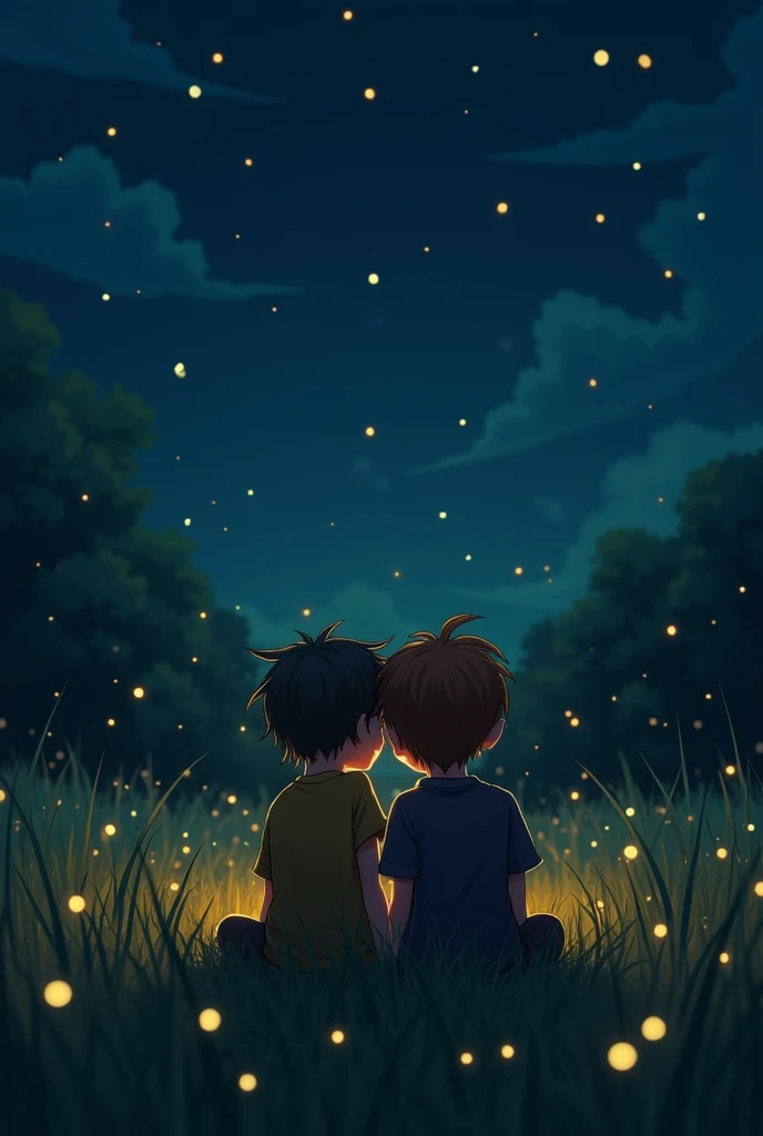 The sky has fully darkened now, and the meadow is illuminated by the soft glow of fireflies. The once-tense atmosphere has melted into something peaceful and warm. Clover nudges Pip affectionately, still amazed by his bravery. Pip, though humble, allows hi...