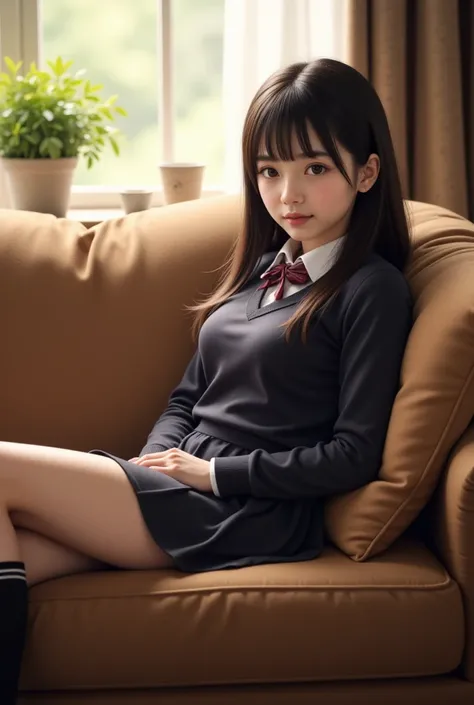 School girl on sofa