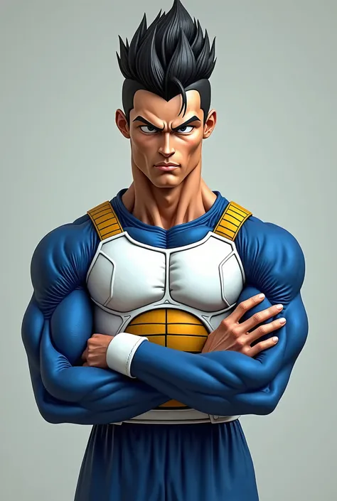 Christiano ronaldo, cosplay vegeta, real hair ,  body fit, photo realistic