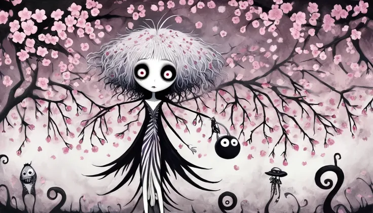     Tim Burton's Style、Cherry blossoms in full bloom、A strange person