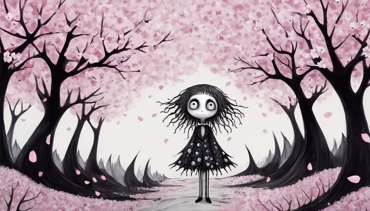     Tim Burton's Style、Cherry blossoms in full bloom、A strange person