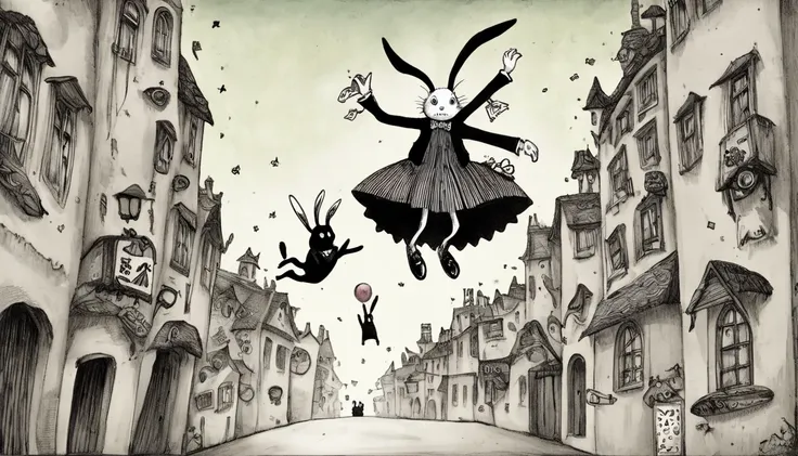     Tim Burton's Style、Around town、A jumping rabbit