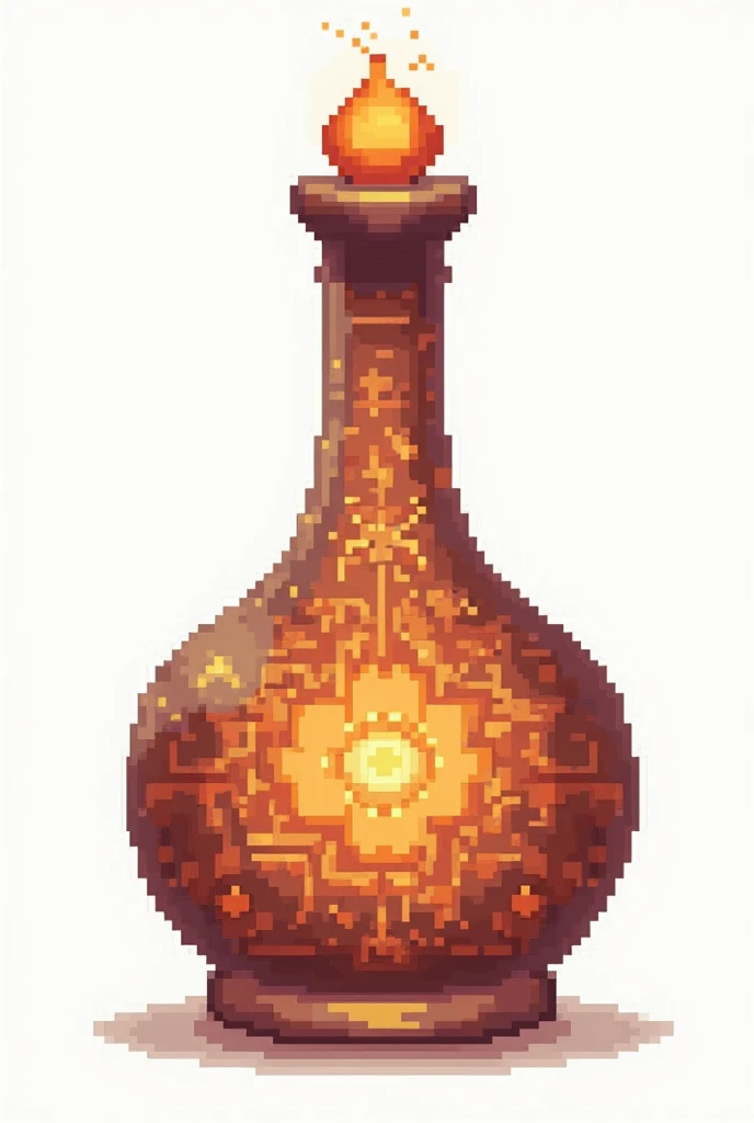 Generate an image of a beautiful bottle of potion to induce euphoria The content in pixelart format with a white background for Habbo Holo must be translucent brown