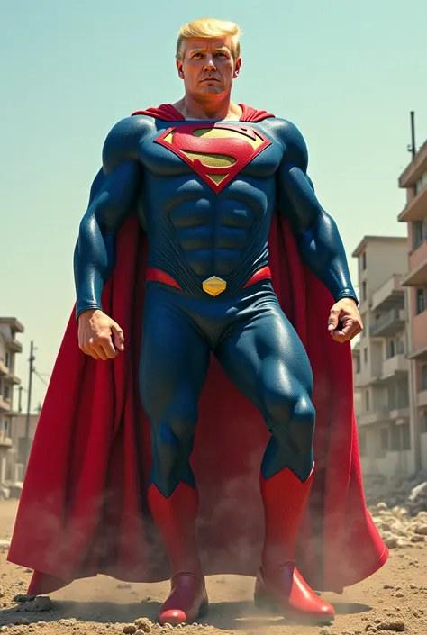 trump as superman kicking hamas leader out of gaza strip