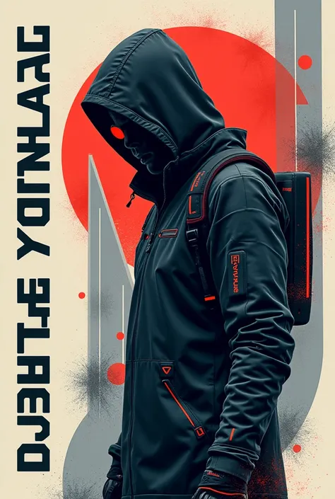 create a typography techwear japanese poster design with NORDRA