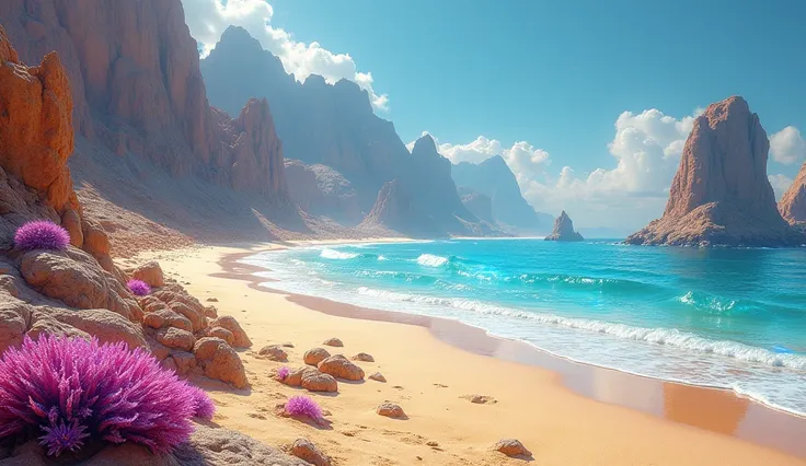 a beautiful beach on an alien planet