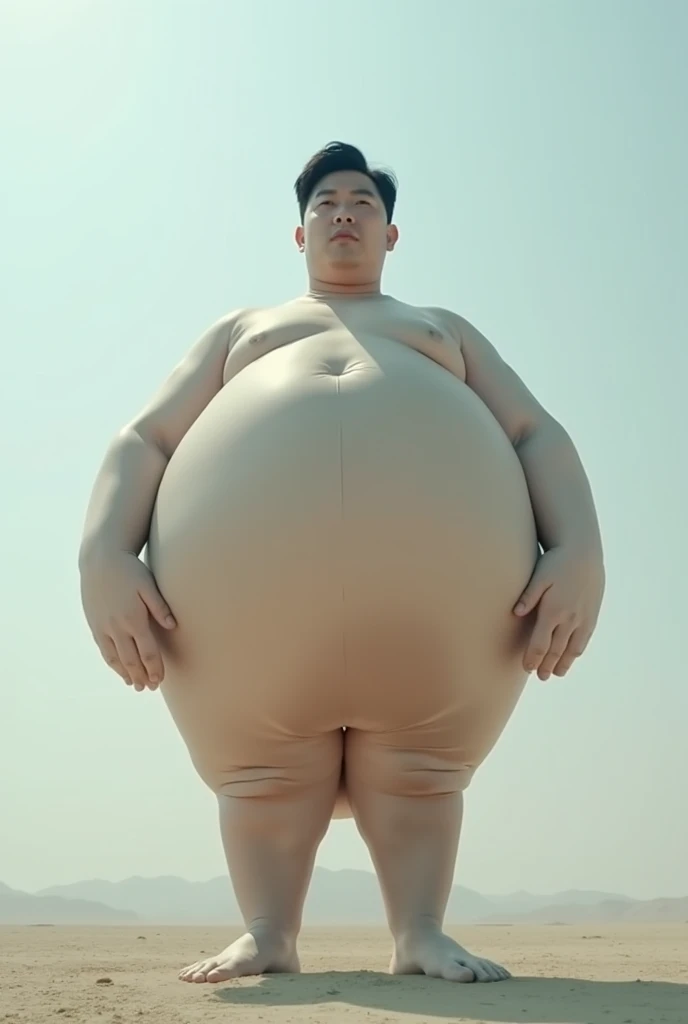 A Korean man inflates his body like a balloon