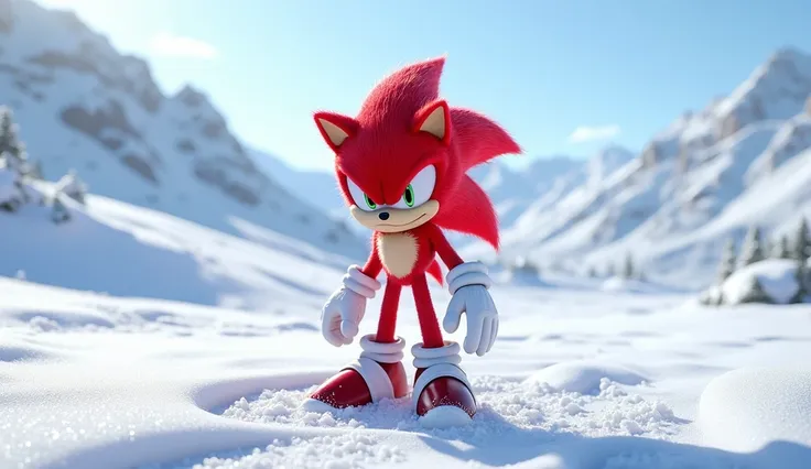 Give me  image of red Sonic in snow 