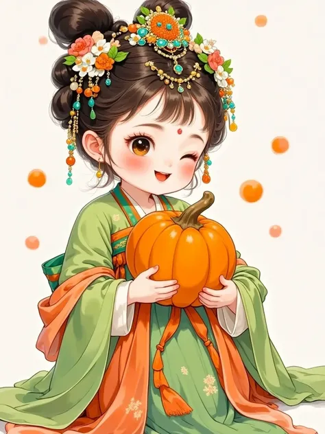     Little cutie with pumpkin