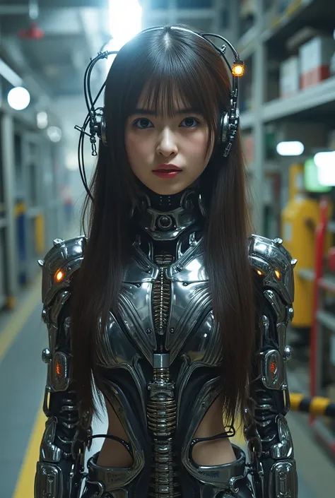 Image of Cyberpunk Girl, Of the highest quality, masterpiece, Ultra High Resolution, ((Photorealistic: 1.4), Raw photo, One Cyberpunk Girl, Glossy skin, One Mechanical Girl, (super realistic details)), Mechanical head, Mechanical body with metal armor,, Me...