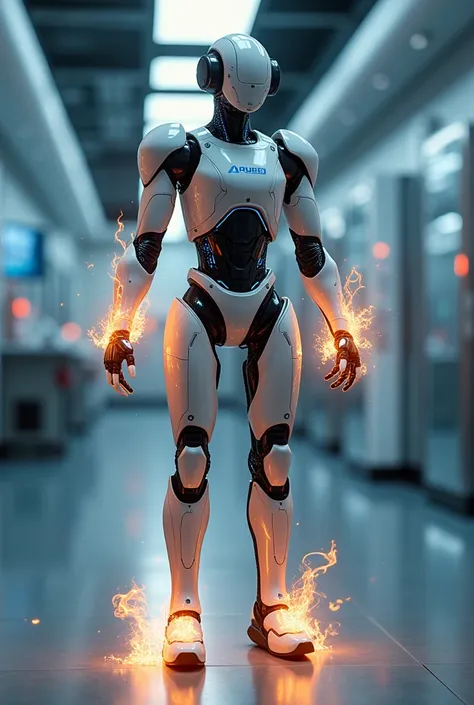 I want a medical robot with fire particles 