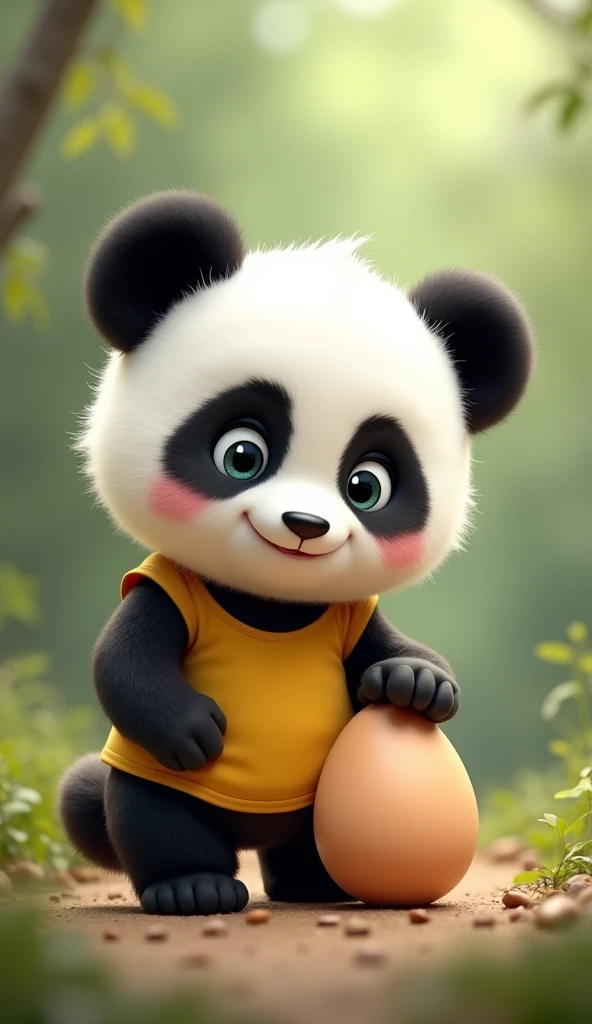 "Where's your mama?" In his yellow t shirt and black shorts baby panda Pipin asked, patting the middle size egg gently.