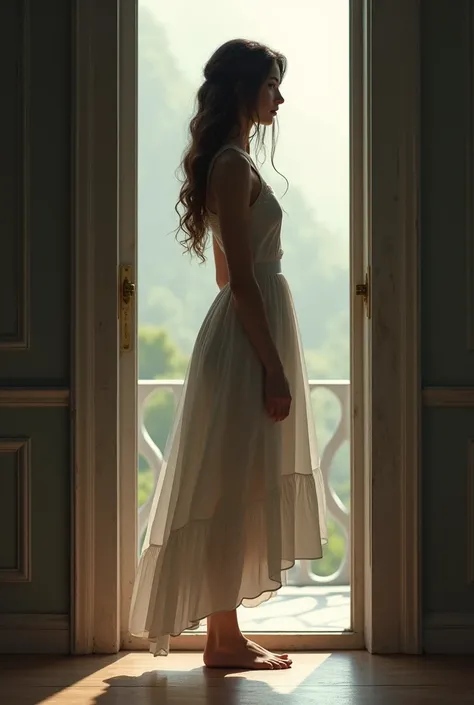 A girl standing in the door
