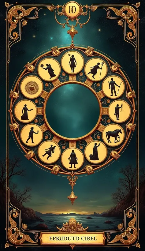 Tarot card of zodiac circle, tarot style, absolute circle.