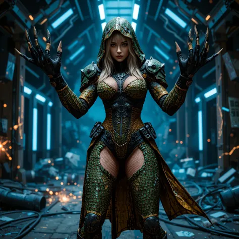 - Photorealistic with perfect details, Cinematic, Masterpiece, HD, Sexy CGI.

- Beautiful "Middle Eastern" woman, Shoulder length hair, yellow eyes.

- Wearing a costume ("Full Sexy Armor"), a costume that embodies the form of "Abomination (Ultimate): Marv...