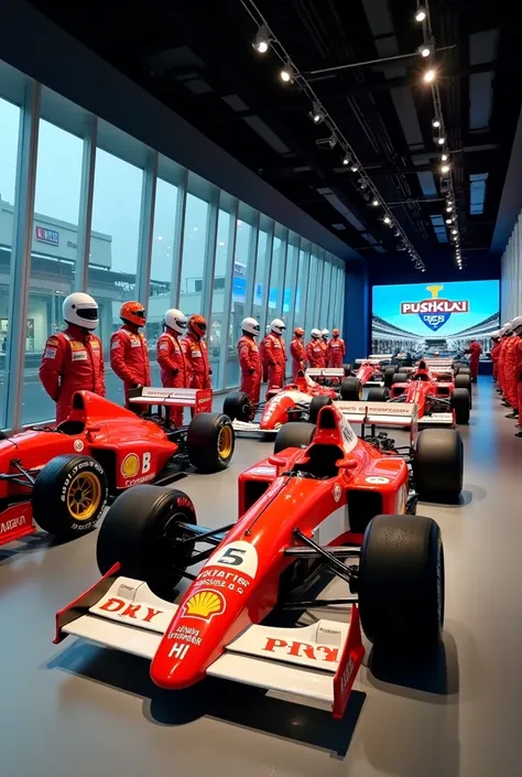 Make a realistic and simple collection of a museum about Formula 1