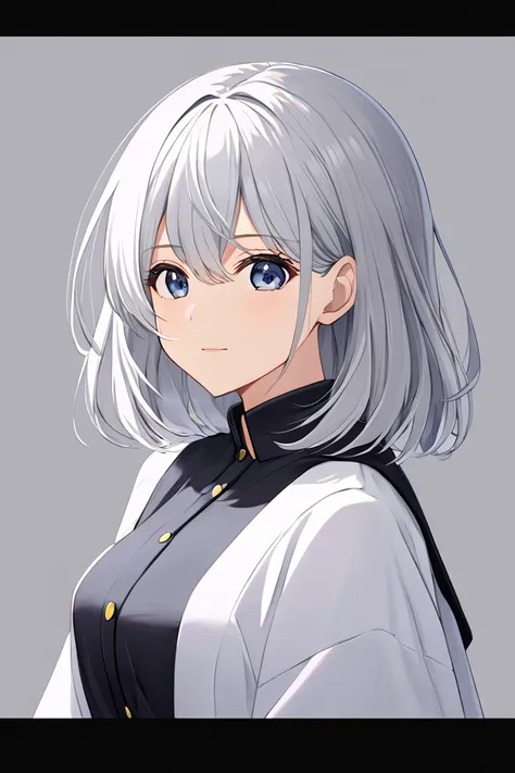  1 girl, solo,  long hair,  high resolution,  high resolution,  simple background, silver Hair/ short silver hair,アニメ,