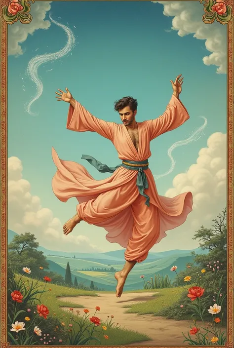 Persian miniature a man dancing with the wind