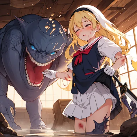 少女のwhole bodyが見える,   (女の子は monstersに囲まれる    ,  monstersが女の子をリンチします  、    the girl has a distressed expression   、少女と  monstersの戦い ,   monsters catch the girl and lift her up,   monstersに噛まれる女の子:1.4)  ,     the girl has a look of fear    、,  the girl is cry...