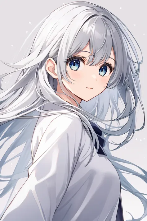  1 girl, solo,  long hair,  high resolution,  high resolution,  simple background, silver Hair/ short silver hair,アニメ,