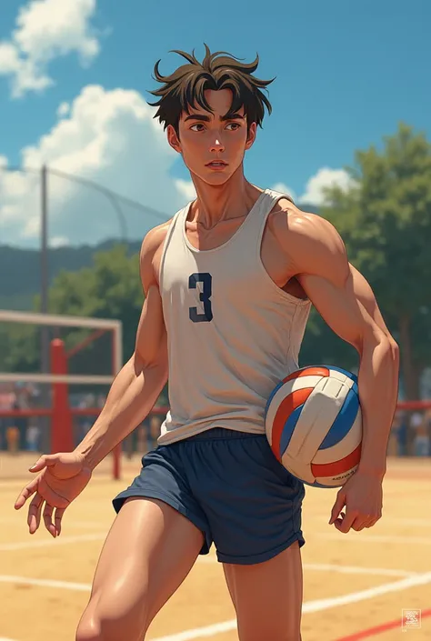 First, he gets up to get ready to go train. Then he has breakfast before leaving. After that, he goes and trains because he has a very important volleyball championship. Finally, the day of the championship arrives, and they win