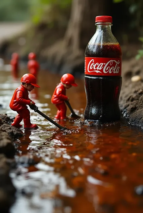  A giant bottle of coca cola water spills over the table ,  looked like a flood to a mini-human wearing a rescue uniform. They toiled with a small shovel , ember, and a mini-boat to cross the 'river of coca cola water'.  One of the teams attempted to stick...